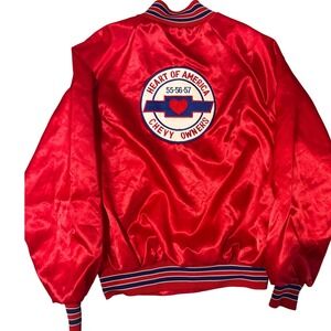 Vintage 1994 Chevy Owners Satin Jacket King Louie USA Med Tri-Five